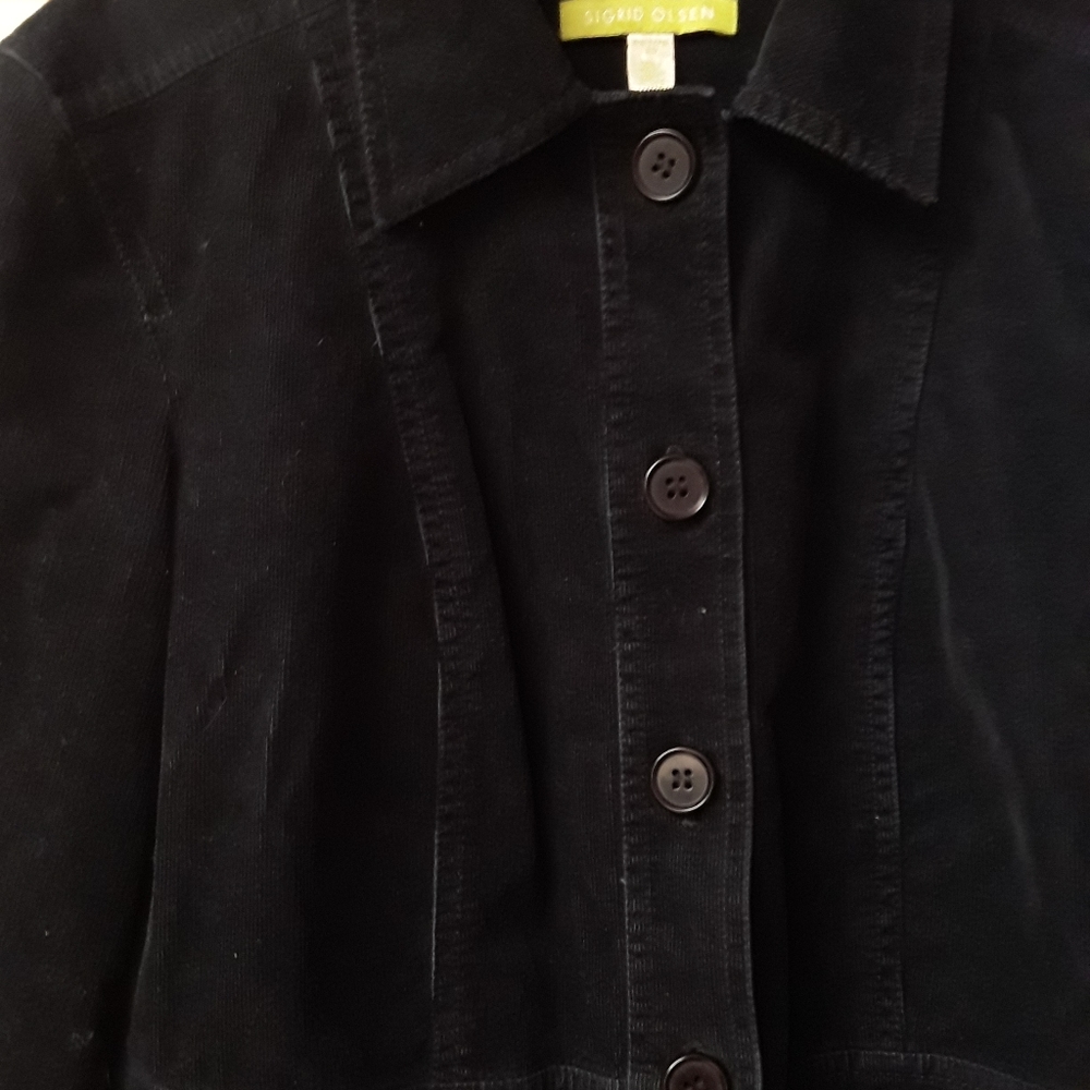 Sigrid Olsen Corduroy Black Button Jacket 10p - image 6
